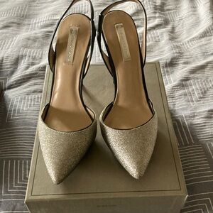 Women's Glitter Slingback Pointed-Toe Pumps - Silver